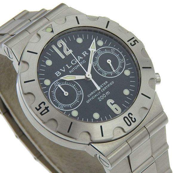 Bvlgari Diagono Scuba SCB38S Stainless Steel Automatic Chronograph Watch with...
